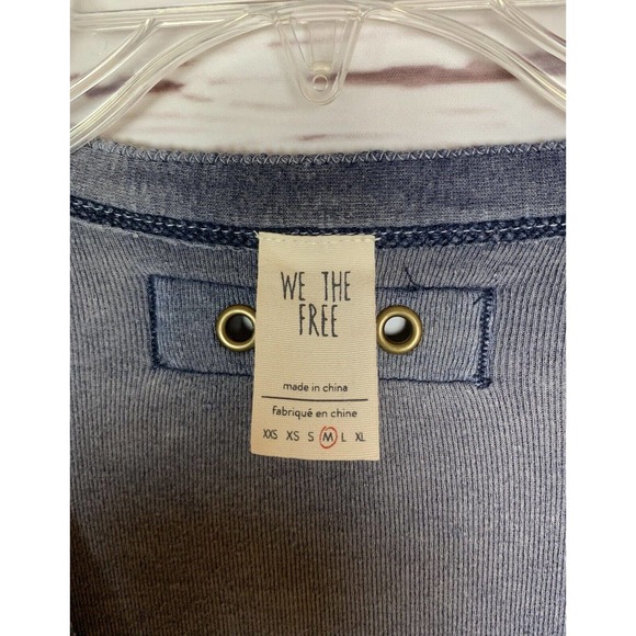 Free People We The Free Women's M Medium Navy Button Long Sleeve Cute Top Shirt - Picture 6 of 12